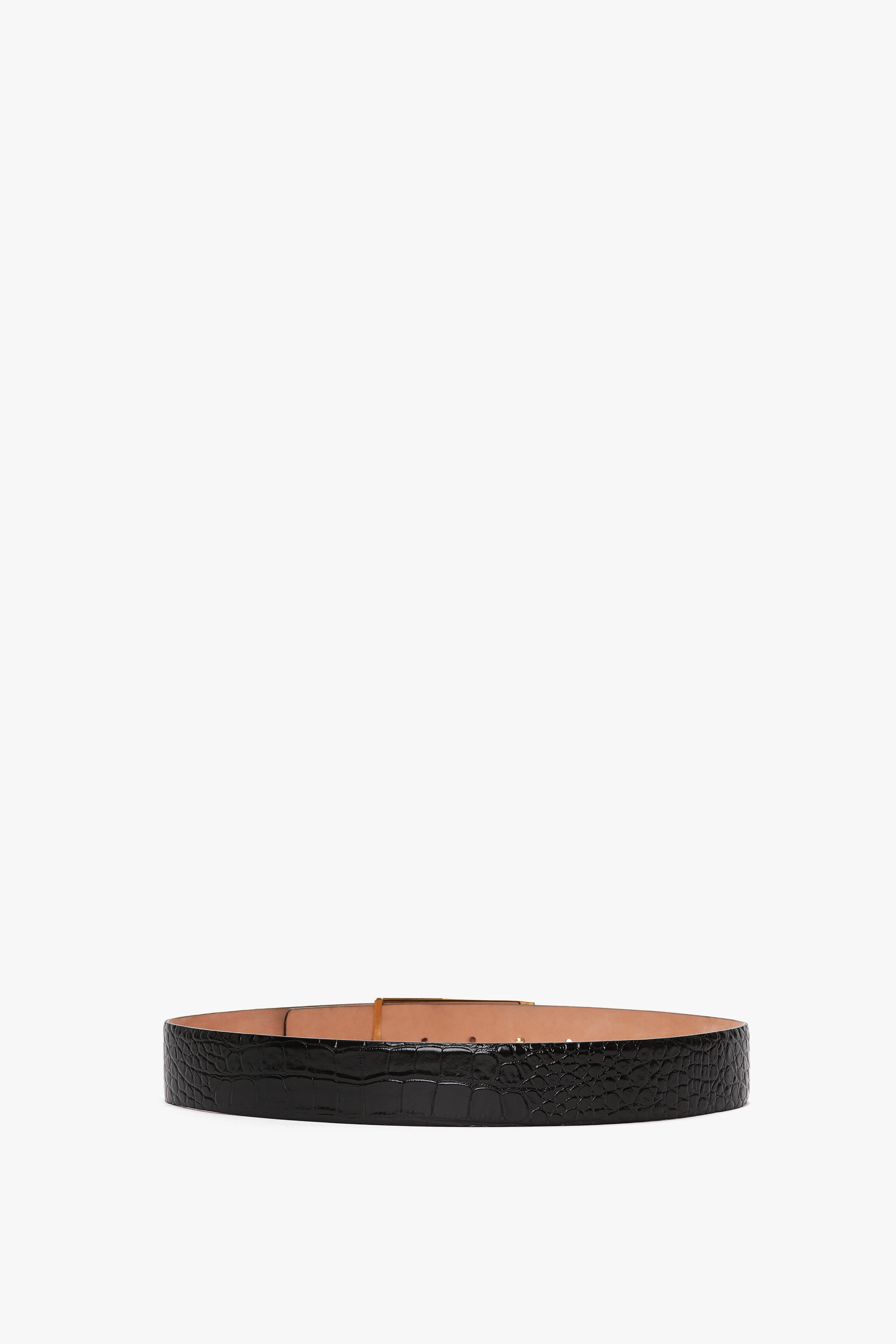 Jumbo Frame Belt In Midnight Blue Croc Embossed Calf Leather - 2