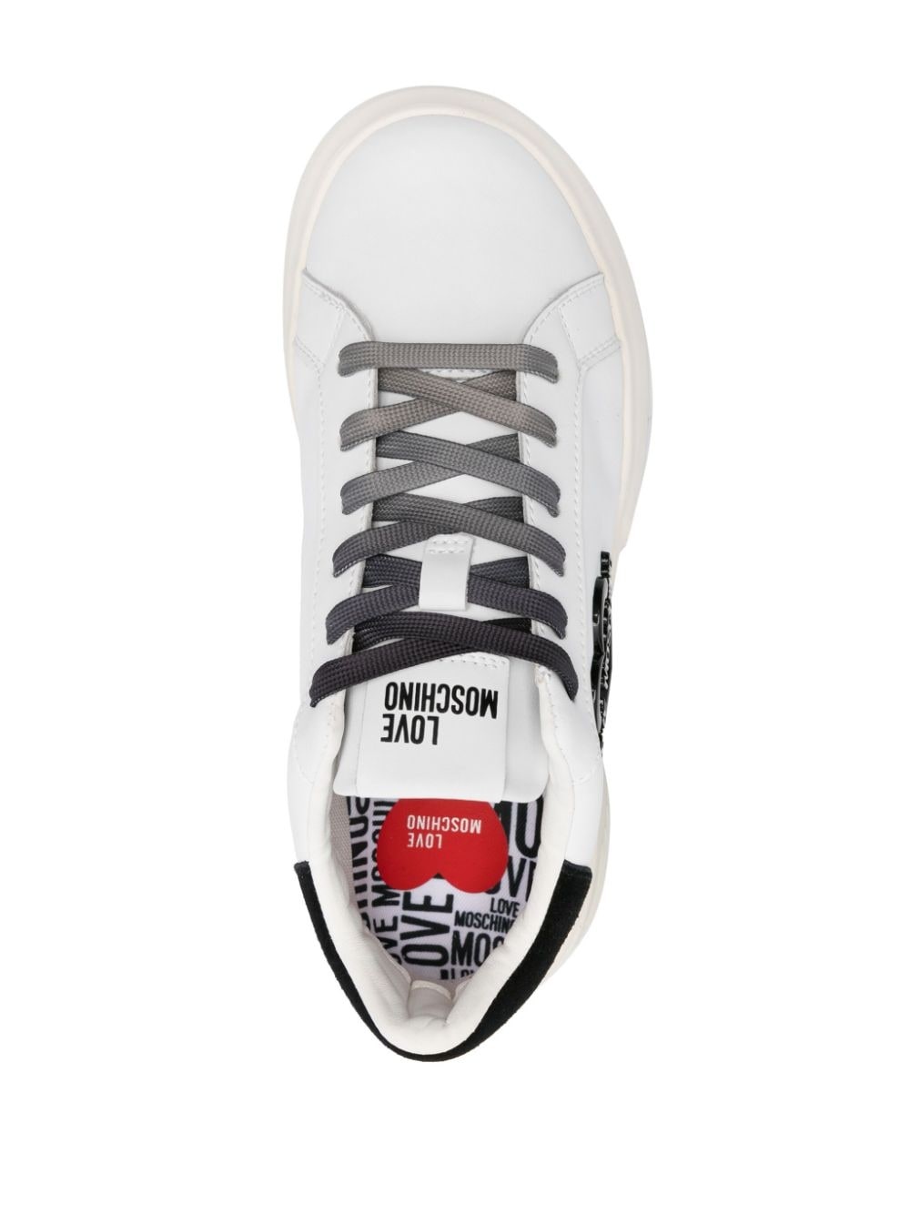 logo-plaque leather sneakers - 4