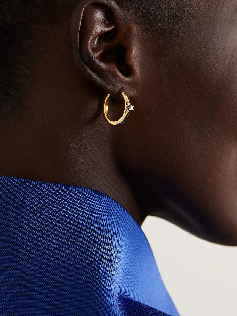 Yvonne Léon 14-karat Yellow And White Gold Diamond Hoop Earrings outlook