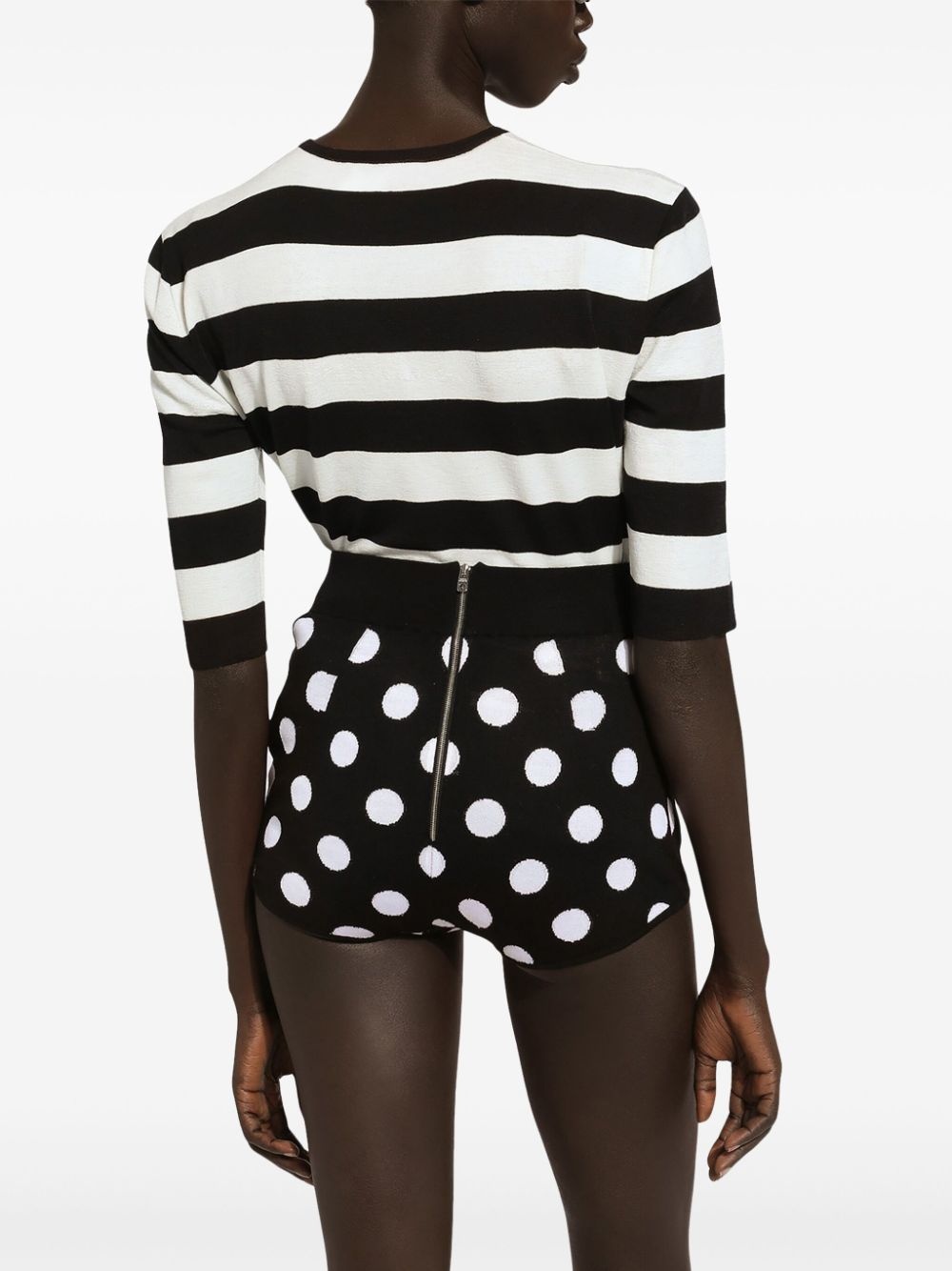 polka dot-pattern high-waisted shorts - 6