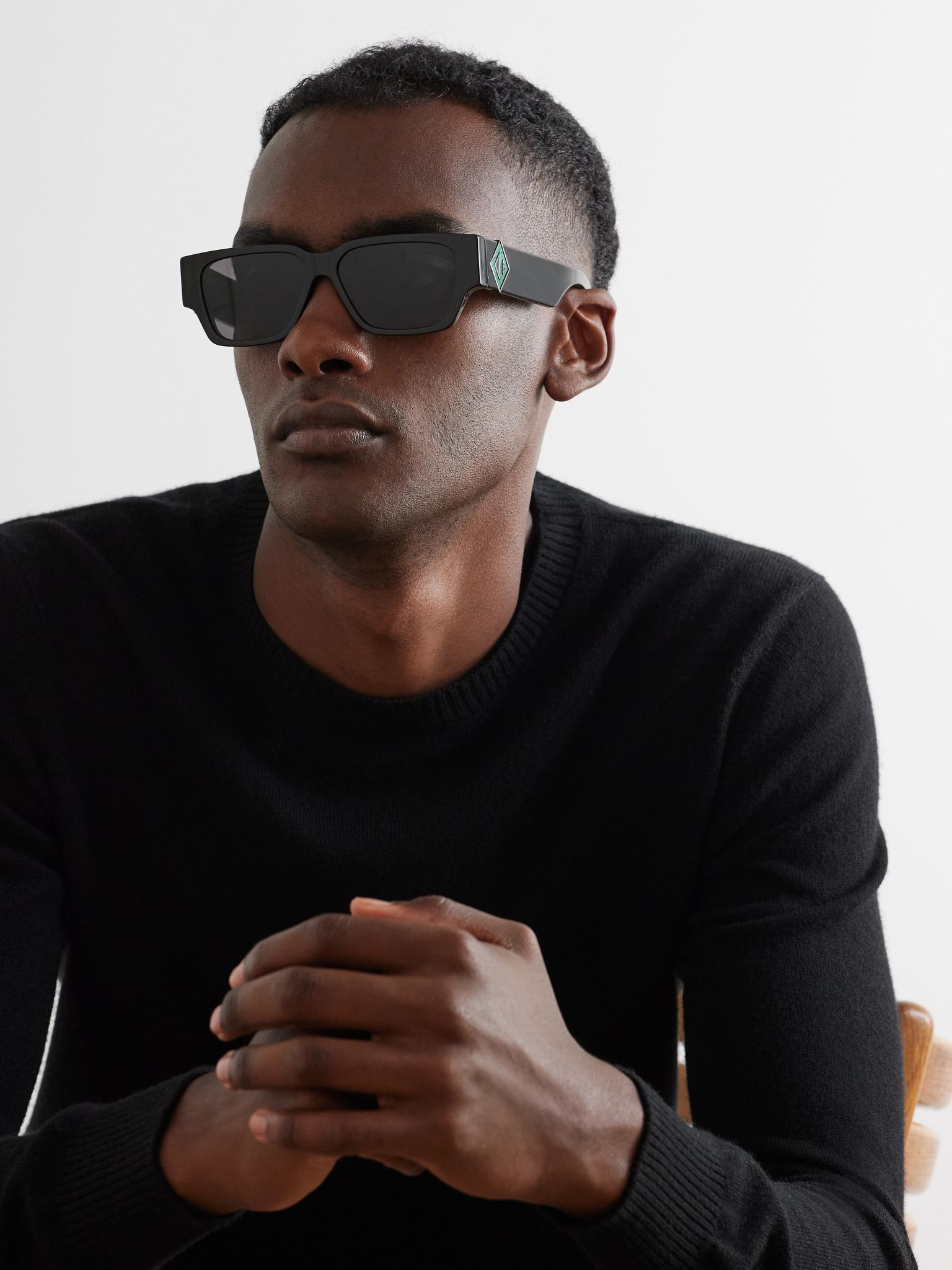 CD Diamond S5I Square-Frame Acetate and Malachite Sunglasses Black - 2