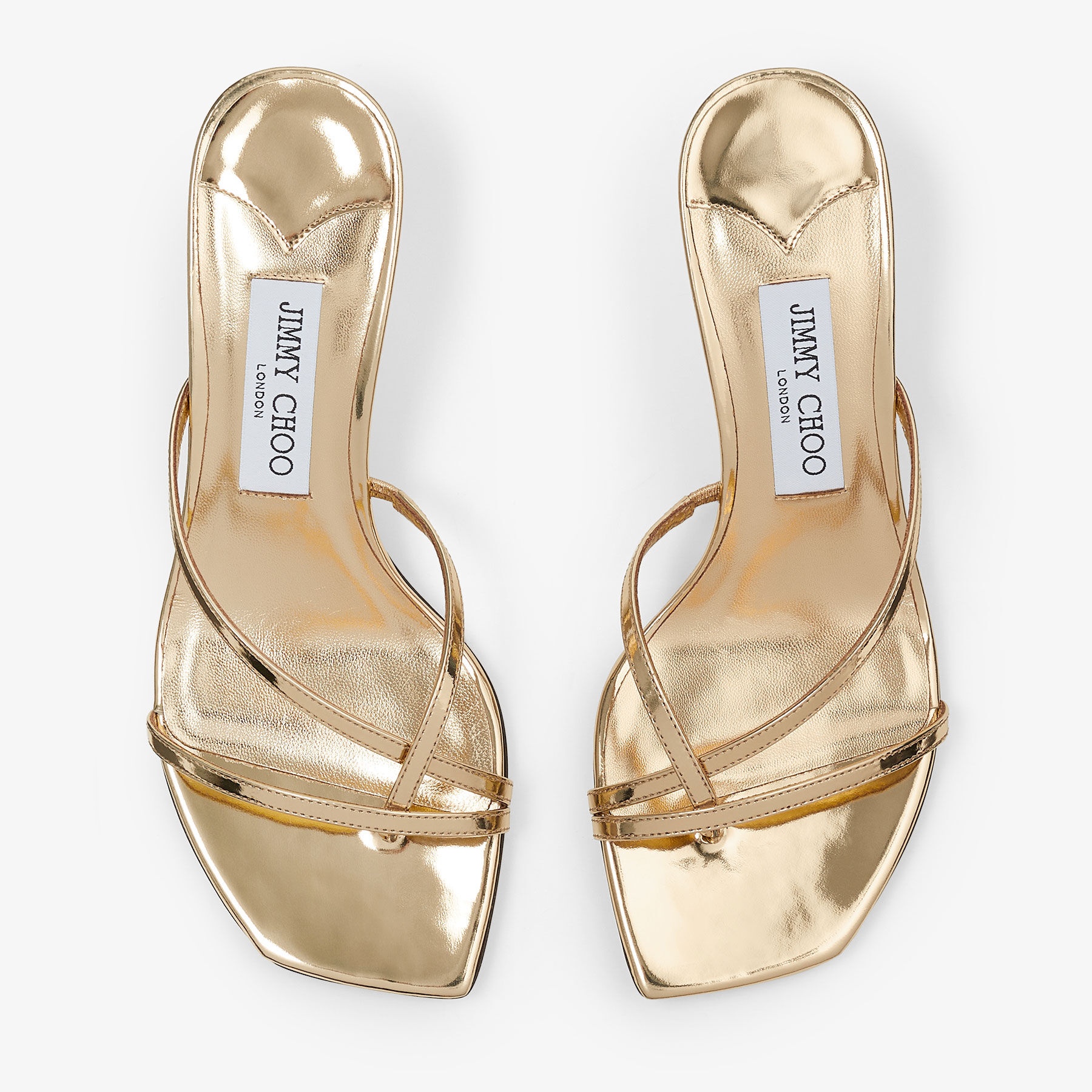JIMMY CHOO Etana Mule 50 Gold Metallic Leather Mules
