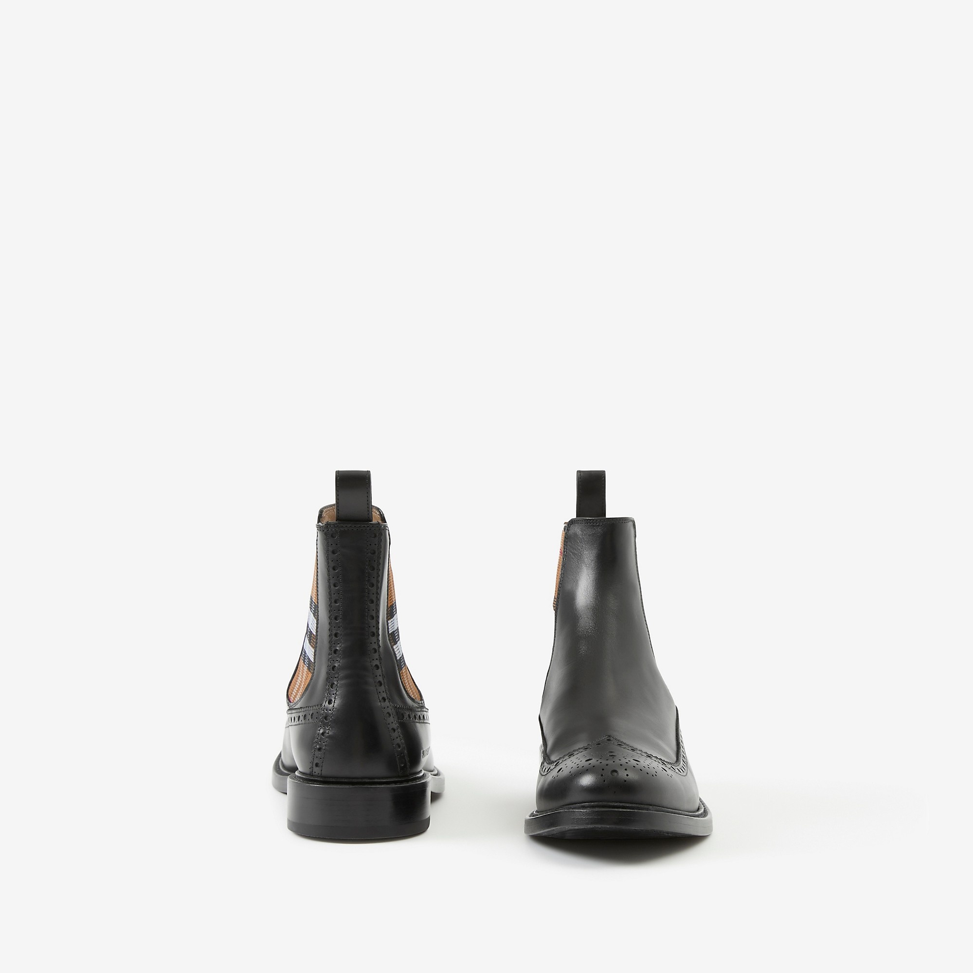 Vintage Check Detail Leather Chelsea Boots - 4