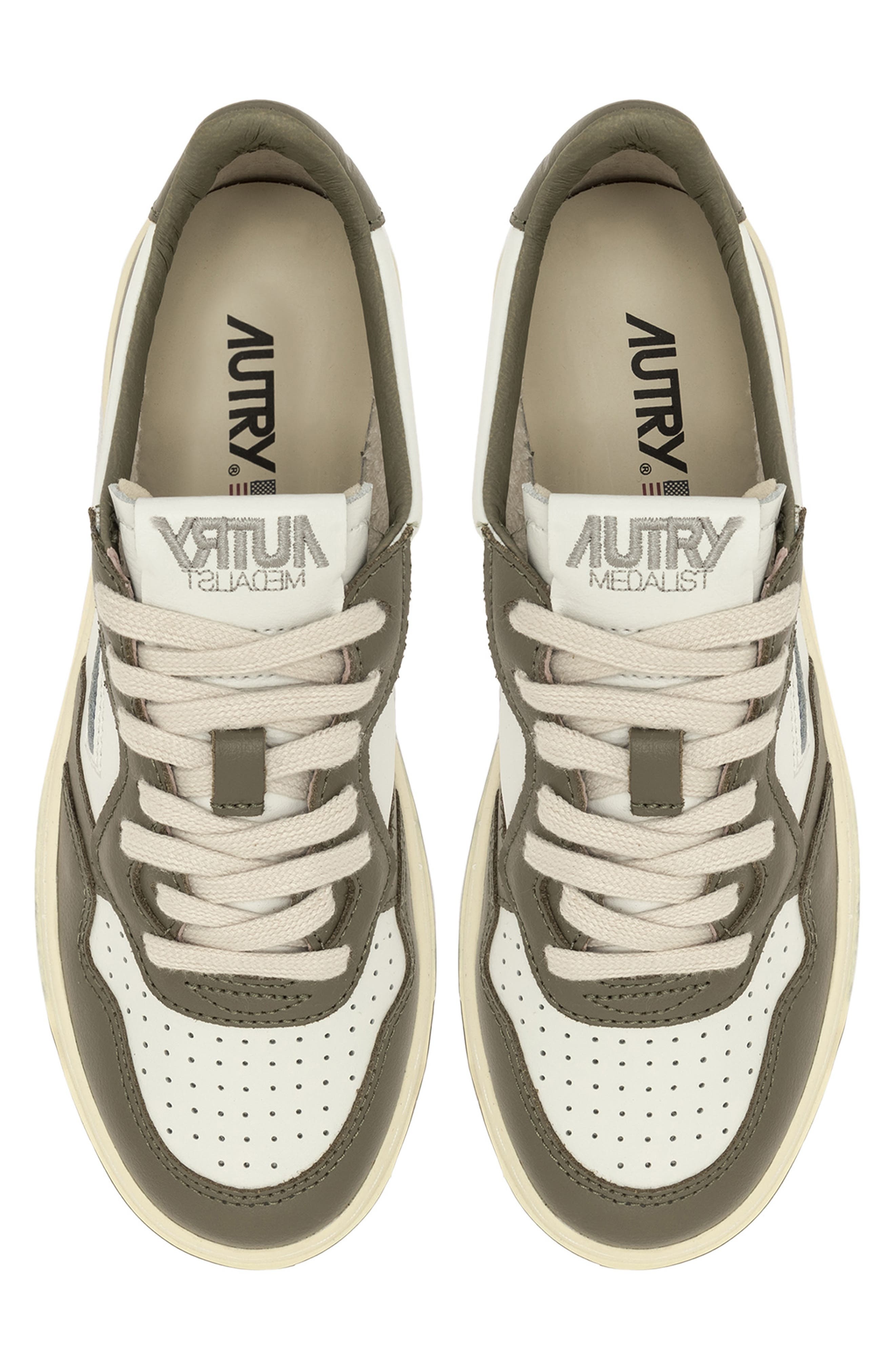 AUTRY Medalist Low Sneaker in White/Green at Nordstrom - 4