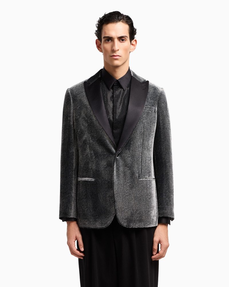 GIORGIO ARMANI GIORGIO’S SINGLE-BREASTED TUXEDO JACKET IN MICRO DEVORÉ VELVET outlook