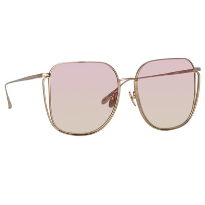 LINDA FARROW CAMRY OVERSIZED SUNGLASSES IN LIGHT GOLD AND LILAC outlook