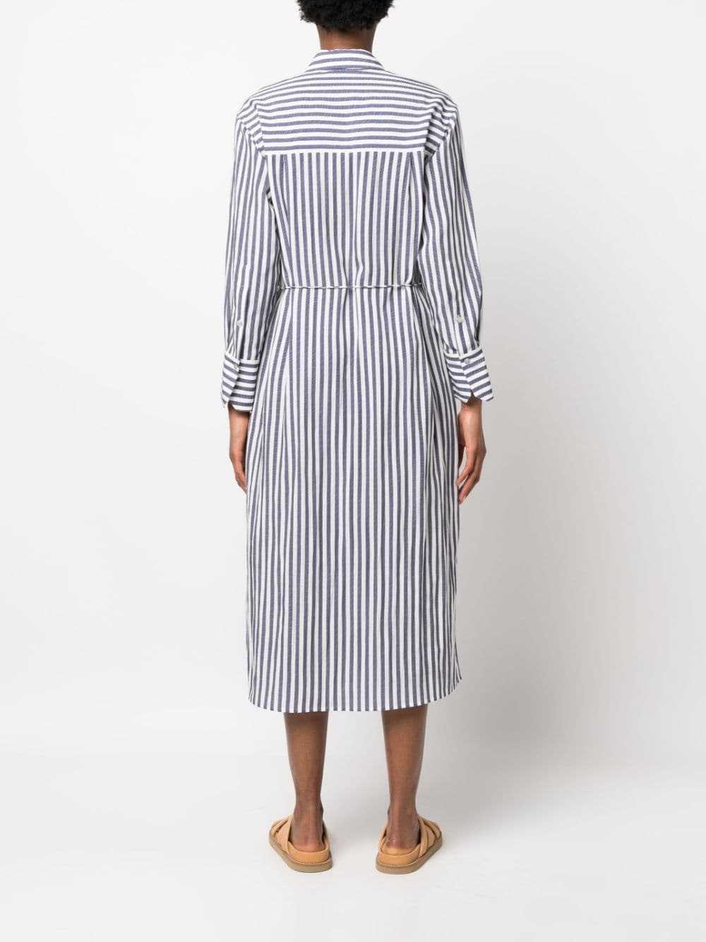 striped belted midi shirt dress - 4