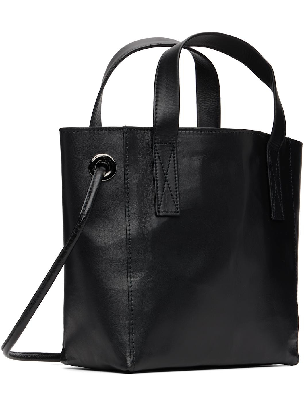 Black Leather Sarah Small Tote - 3