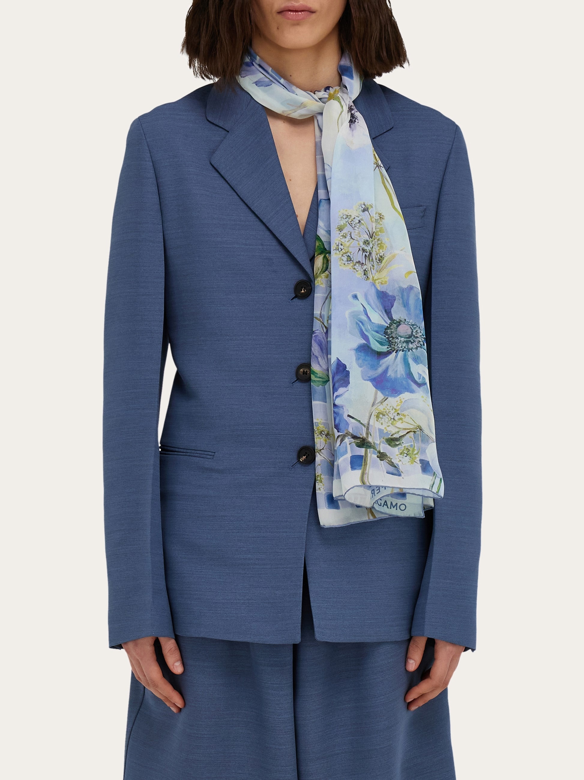 Fiori print silk scarf - 3