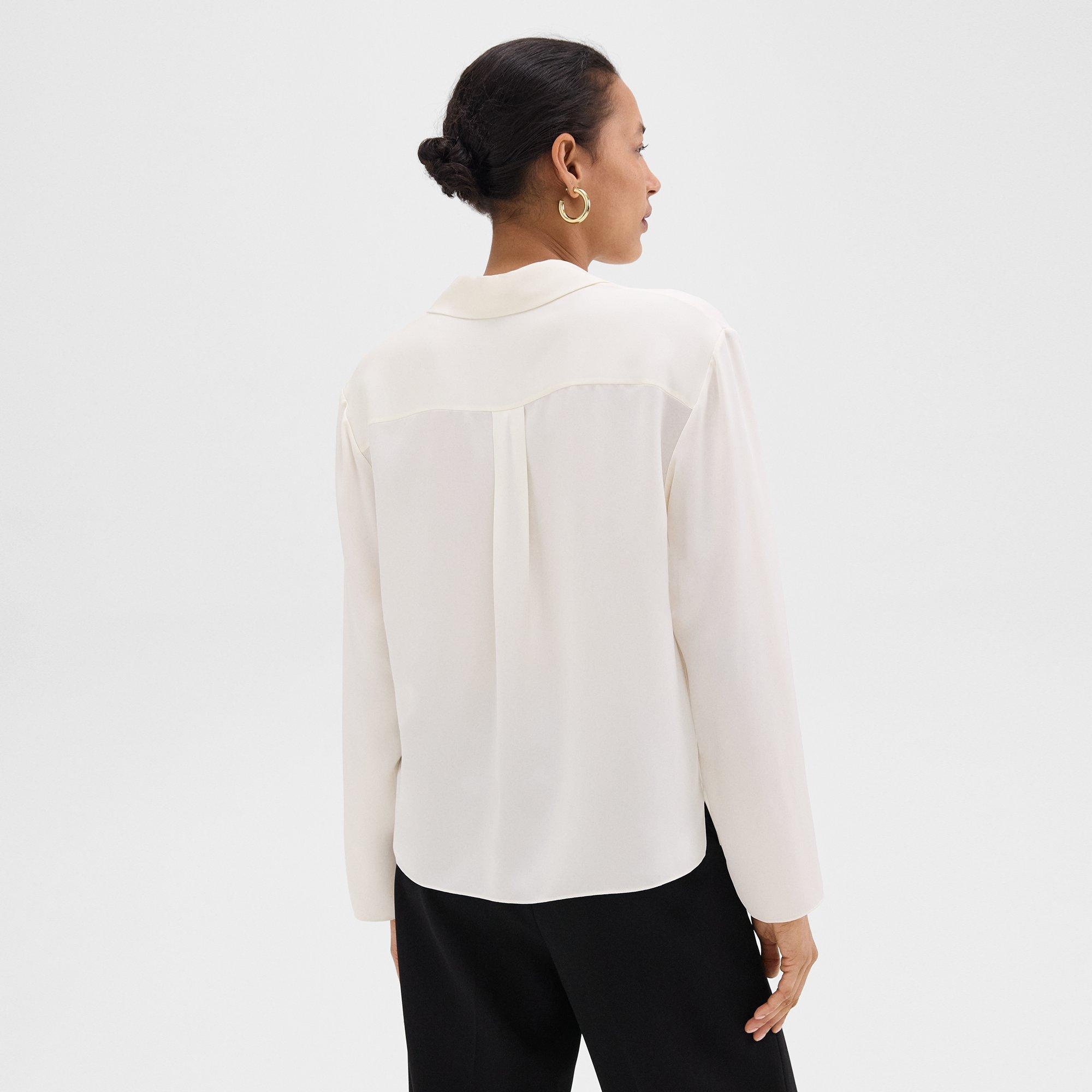 Notched Lapel Blouse in Silk Georgette - 4