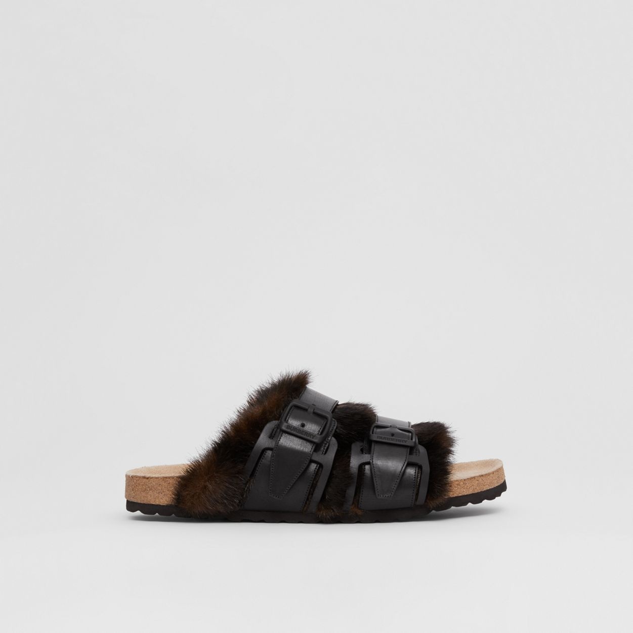 Leather and Faux Fur Sandals - 7