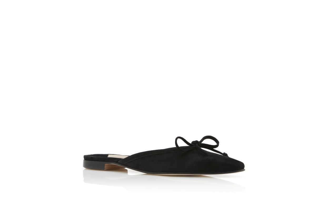 Black Suede Flat Mules - 3