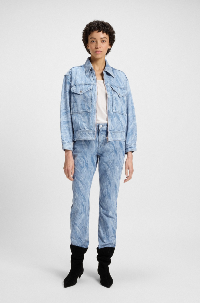 BOSS OVERSIZE-FIT BOMBER JACKET IN BLUE DISTRESSED DENIM outlook