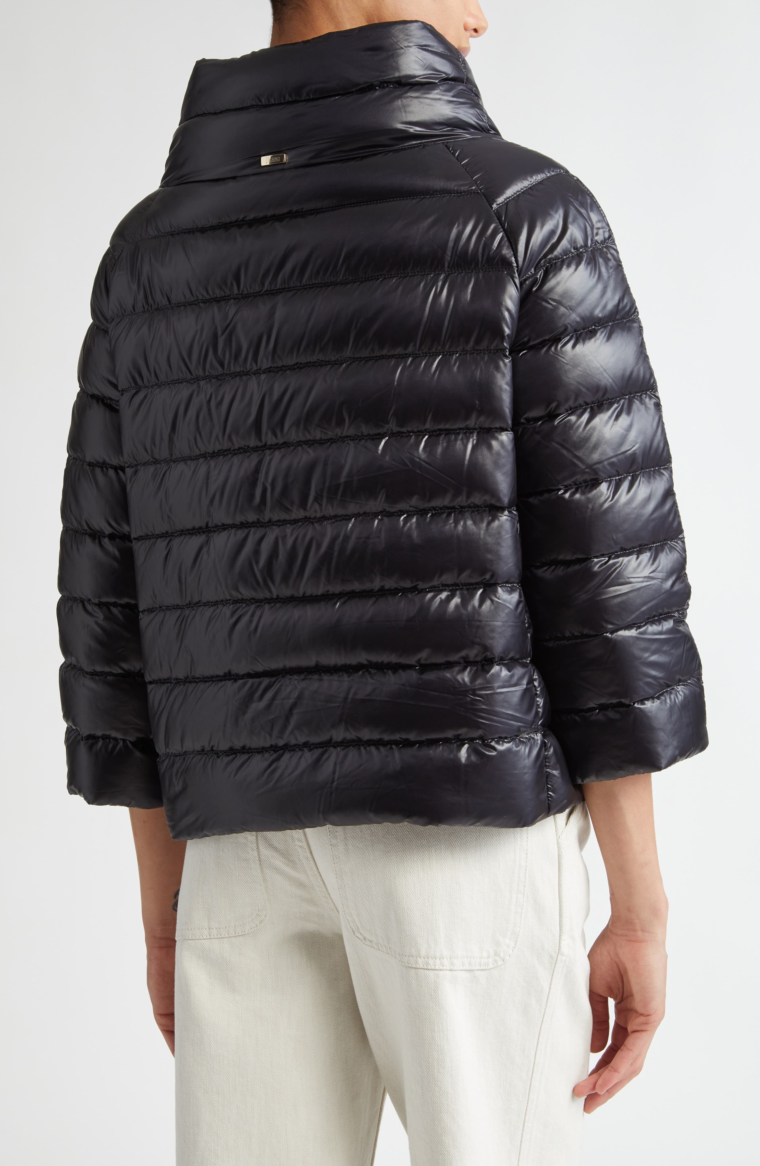 Herno Sofia Iconic Down Crop Puffer Jacket in Black at Nordstrom - 2