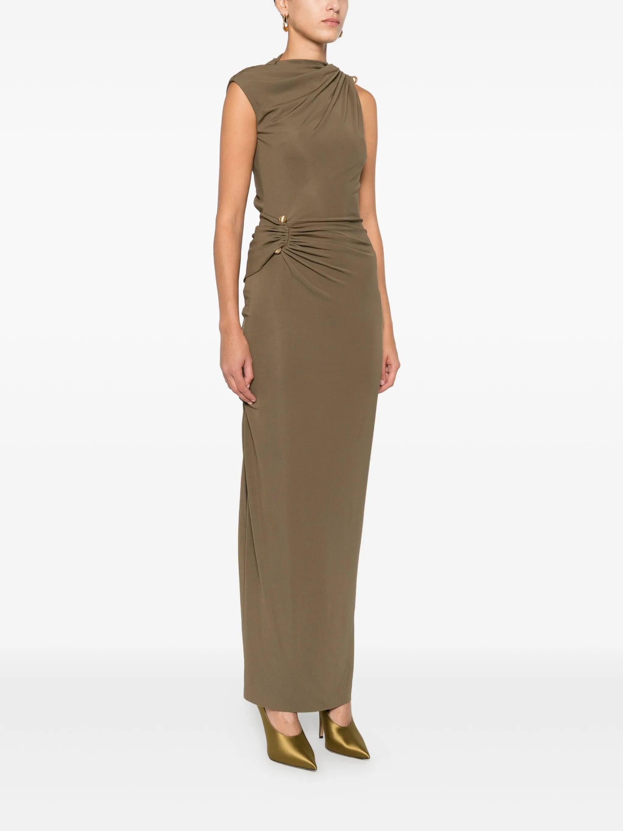 Cult Gaia Izola Draped Button Maxi Dress - 3