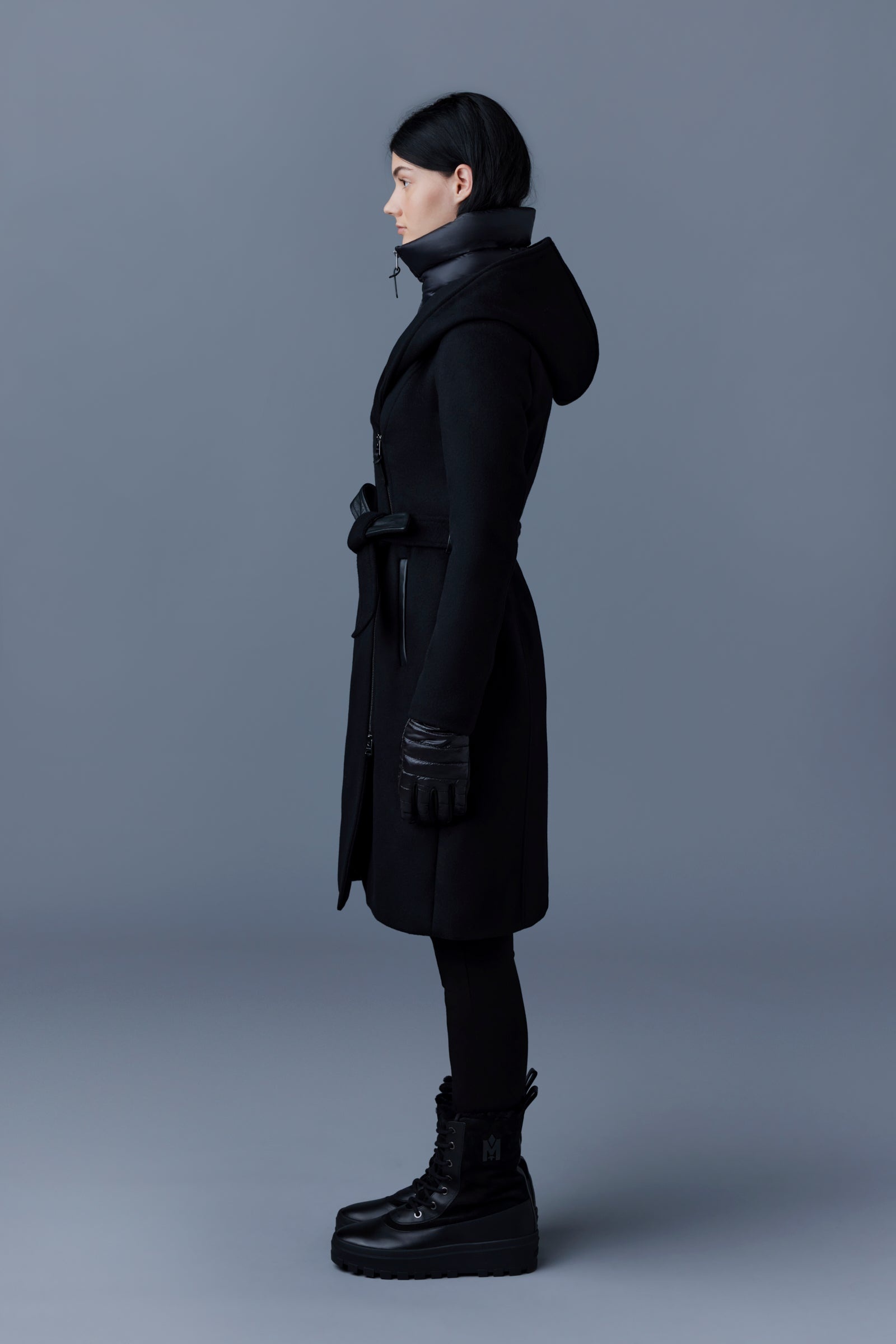 SHIA 2-in-1 double-face wool coat with removable bib - 3