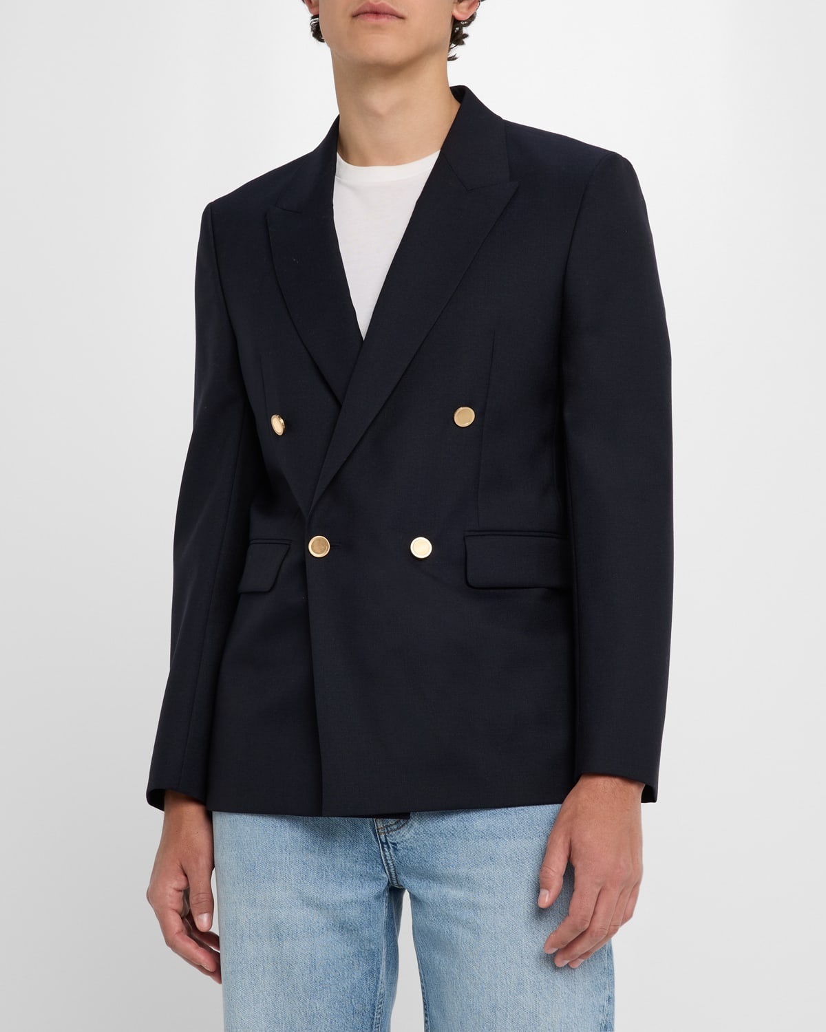 Men's Double-Breasted Wool Blazer Jacket - 4
