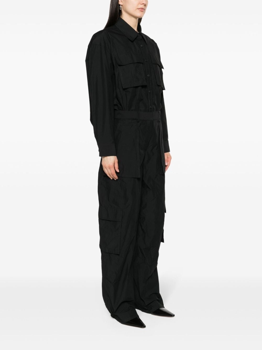 button-up ripstop cargo jumpsuit - 3
