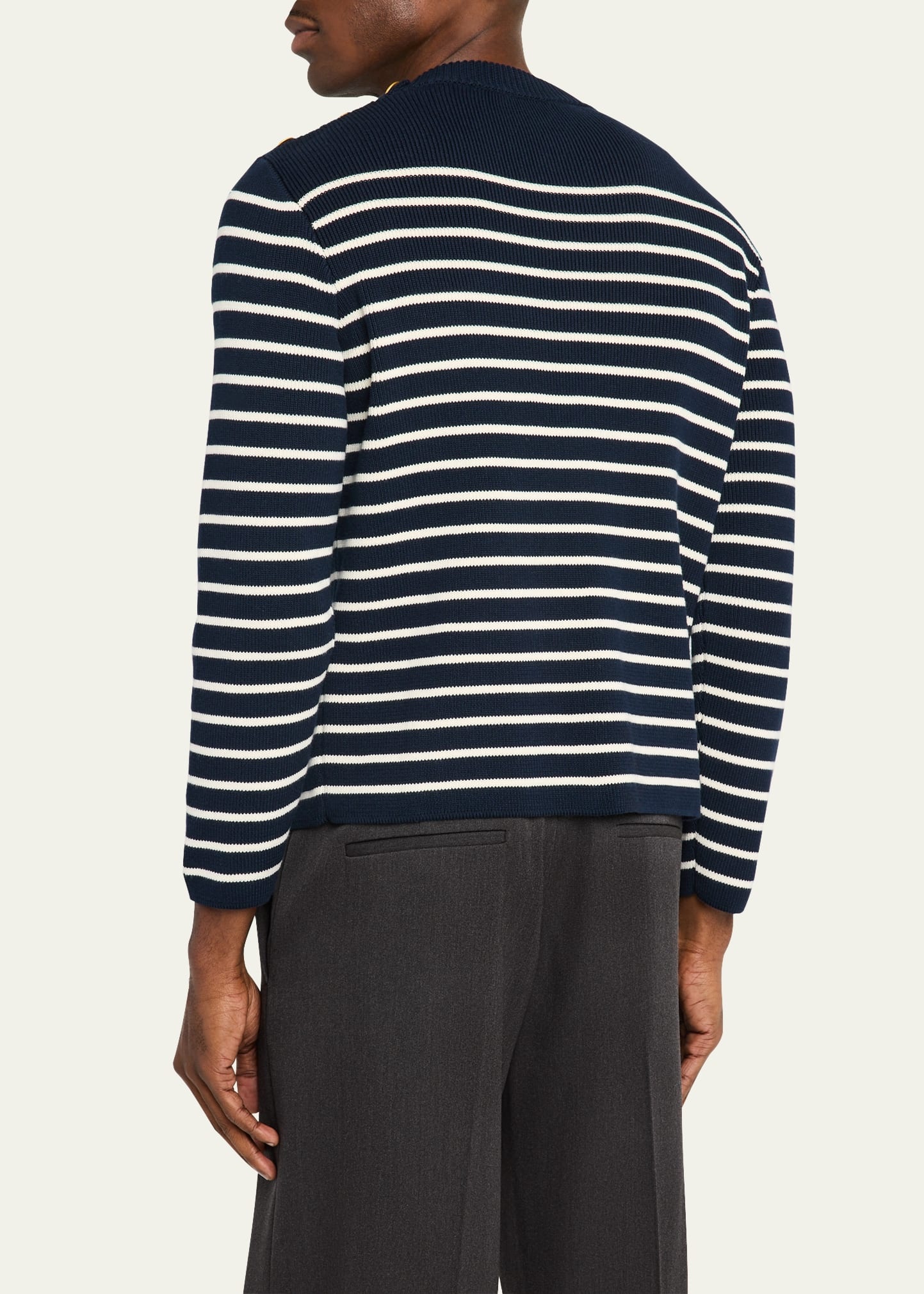 Men's Striped Button-Shoulder Sweater - 3