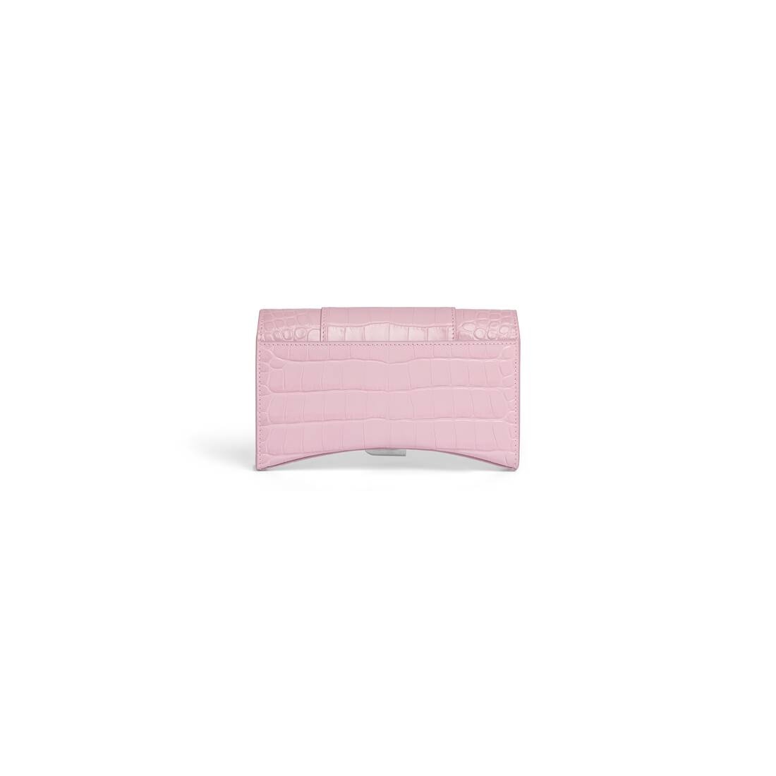 Women's Hourglass Wallet On Chain Crocodile Embossed  in Pink - 7
