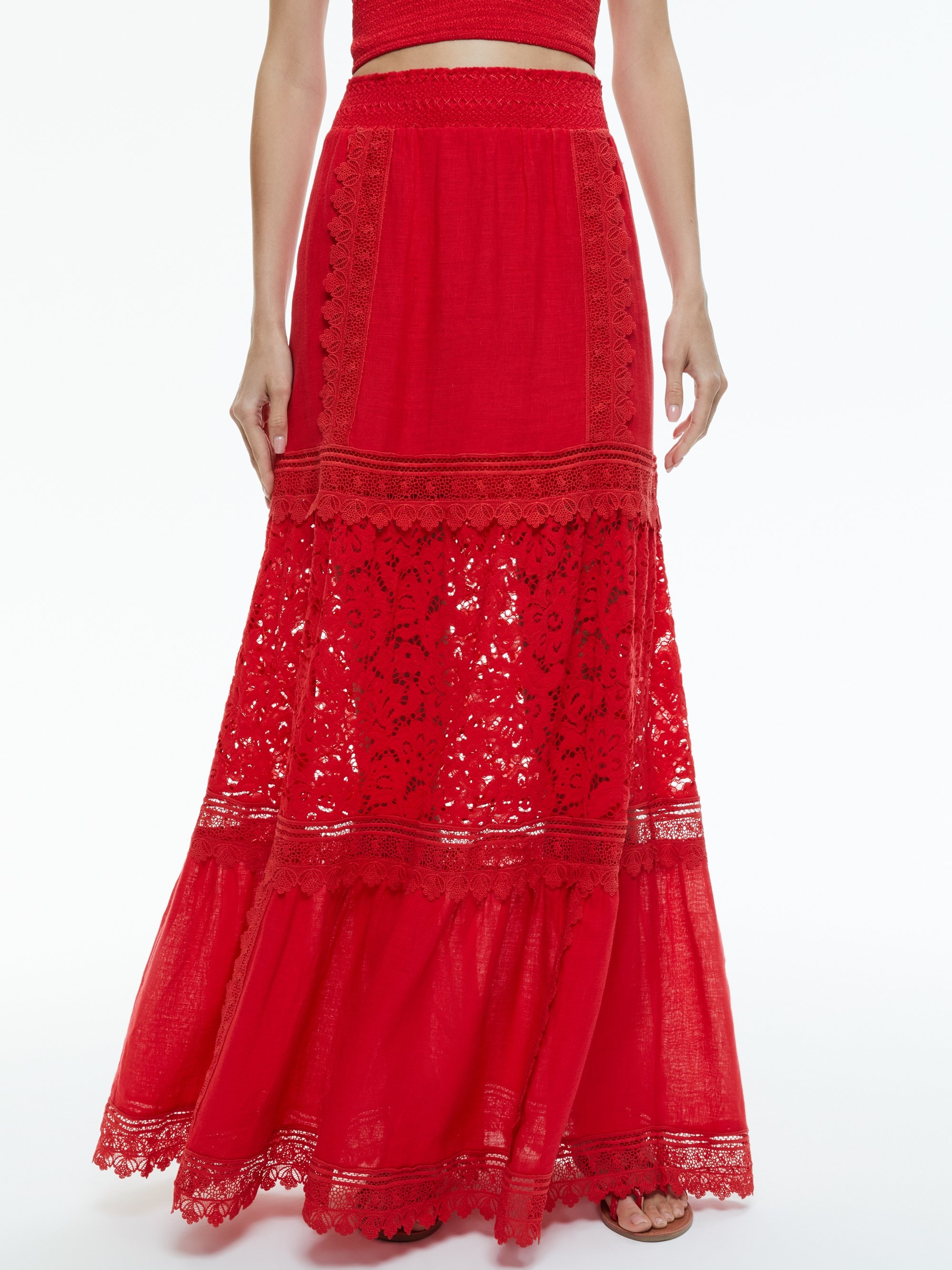 REISE EMBROIDERED TIERED MAXI SKIRT - 2