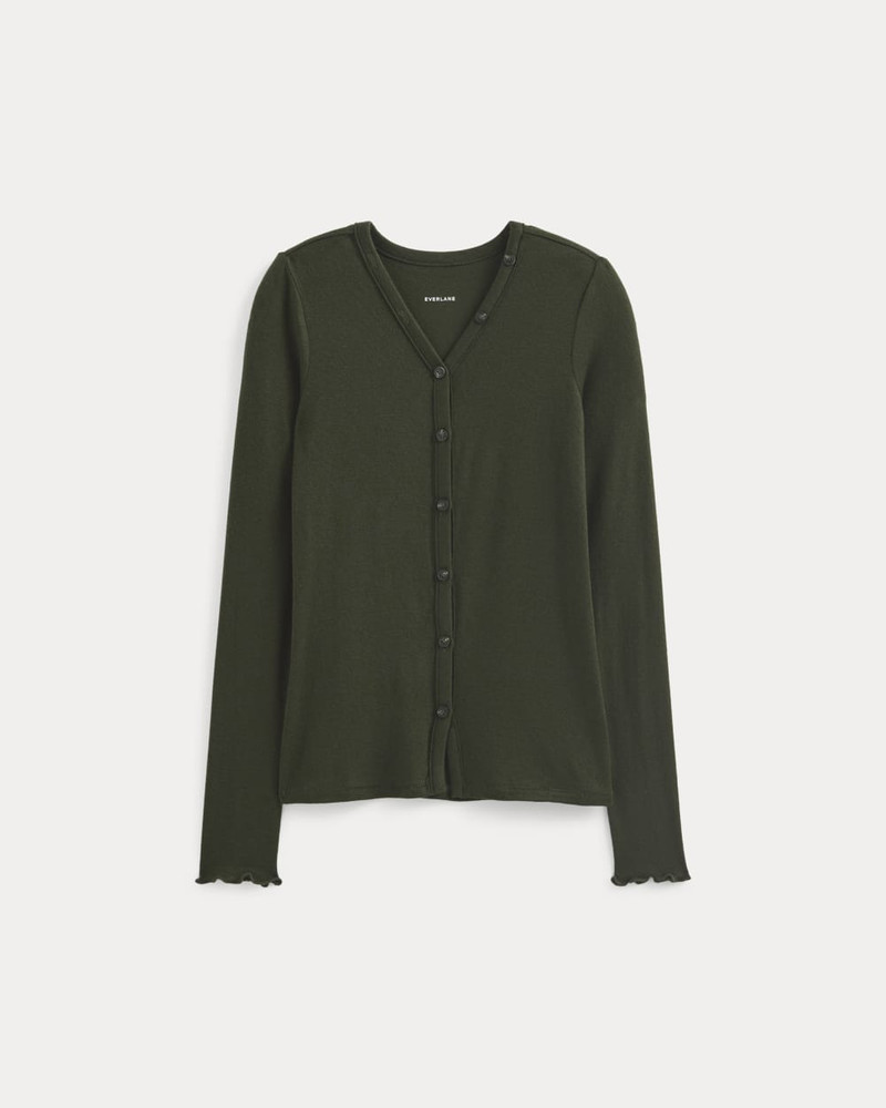 SHEER V-NECK CARDIGAN IN BUTTERLUXE 1
