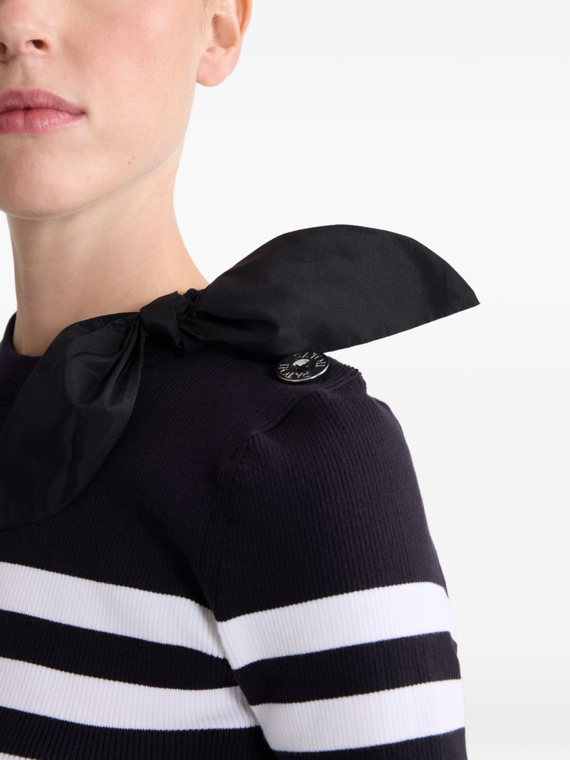 striped bow-detail knitted T-shirt 5