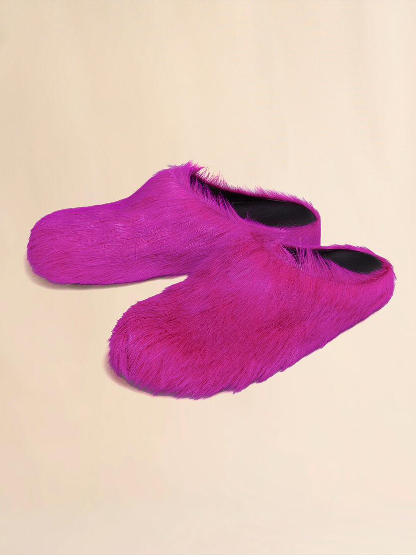 FUCHSIA LONG-HAIR CALFSKIN FUSSBETT SABOT - 5