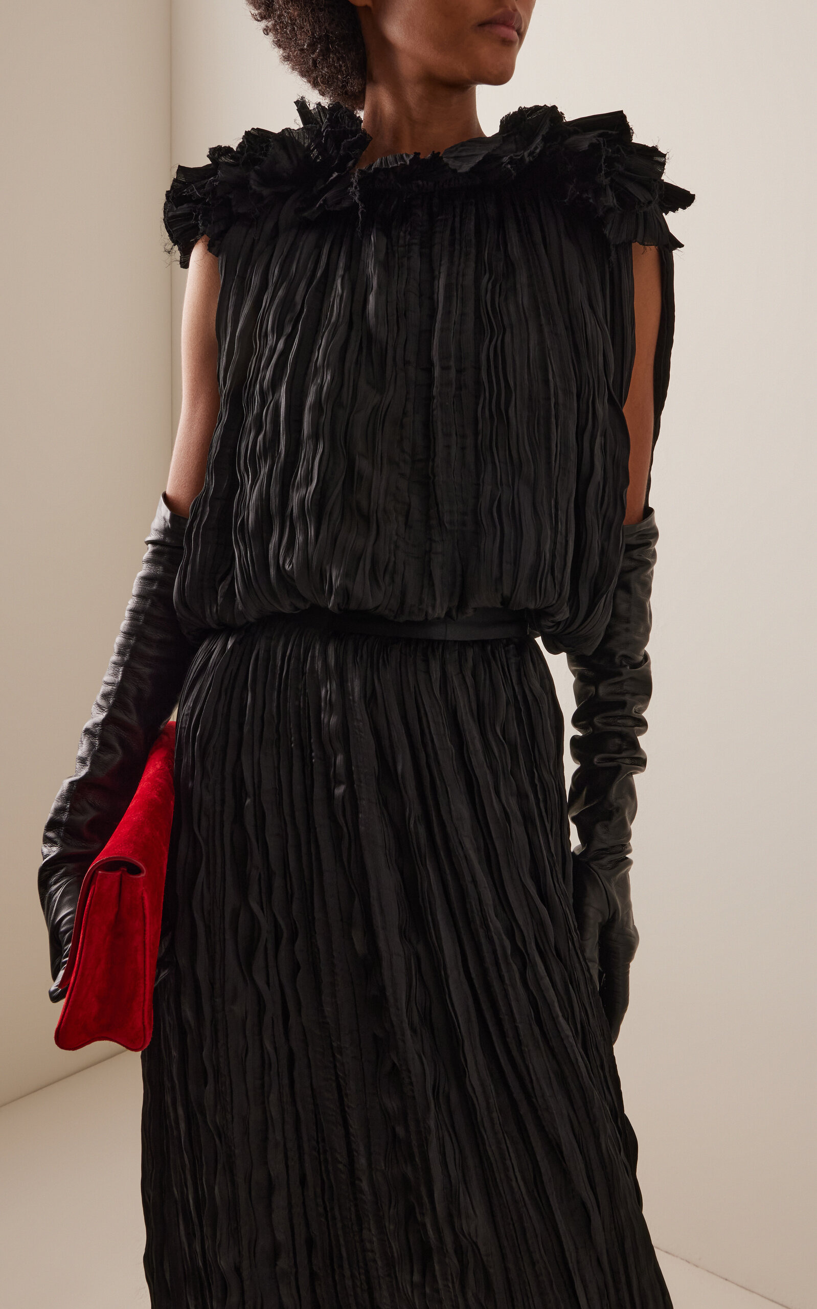 Emma Pleated Satin Top black - 3