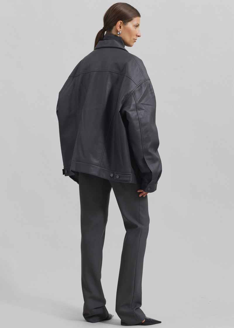 Conan Faux Leather Jacket - Dark Grey 5