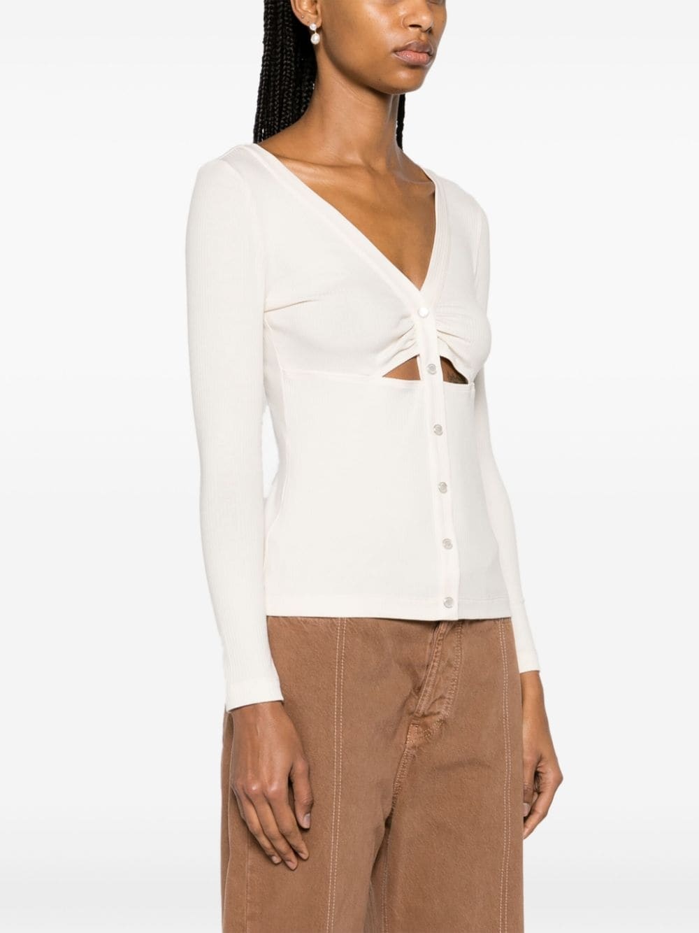 cut-out detailed ribbed top - 3