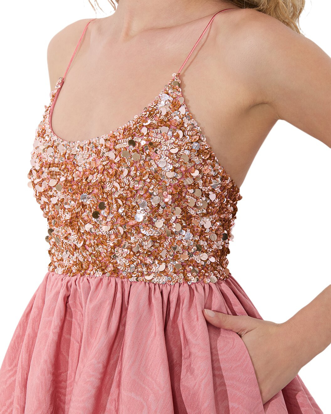 alice + olivia Nessa Sequin Empire Waist Bubble Midi Dress - 3