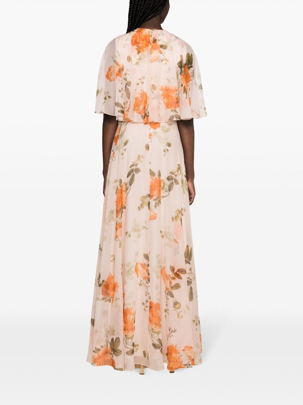 floral-print silk maxi dress - 4