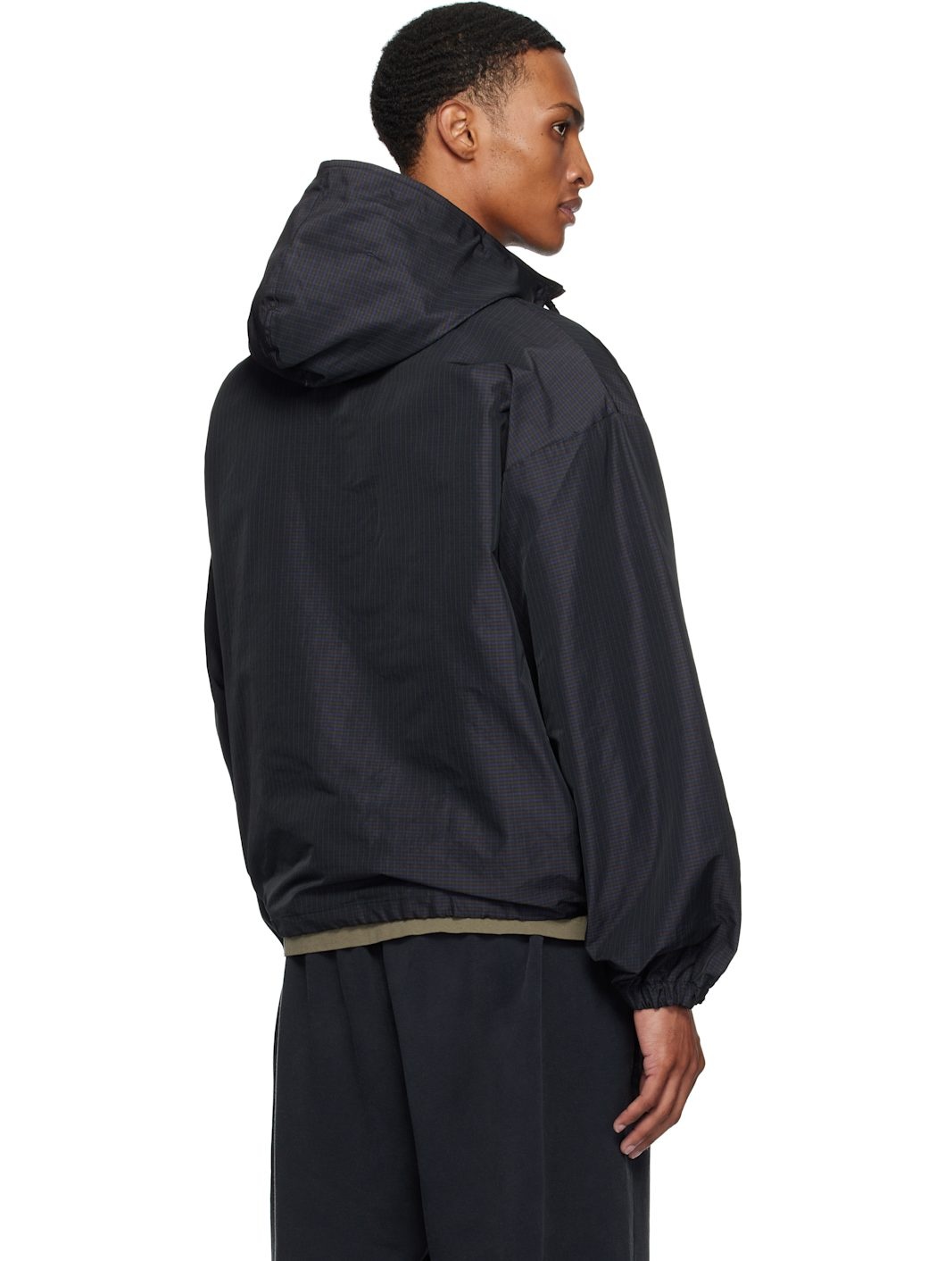 Brown & Navy Check Mask Anorak - 3