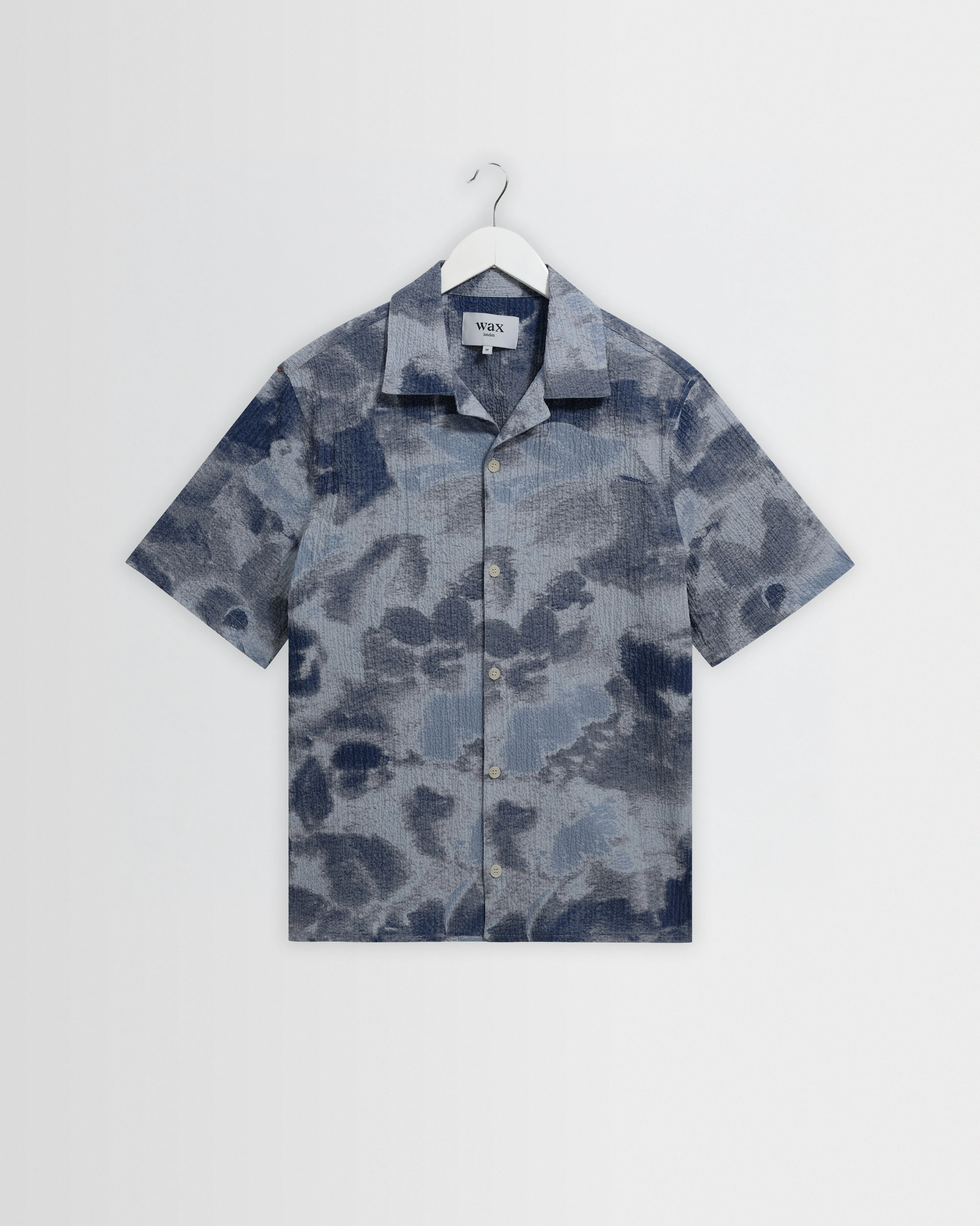 Didcot - Blue Watercolour Print Short-Sleeve Shirt - 1