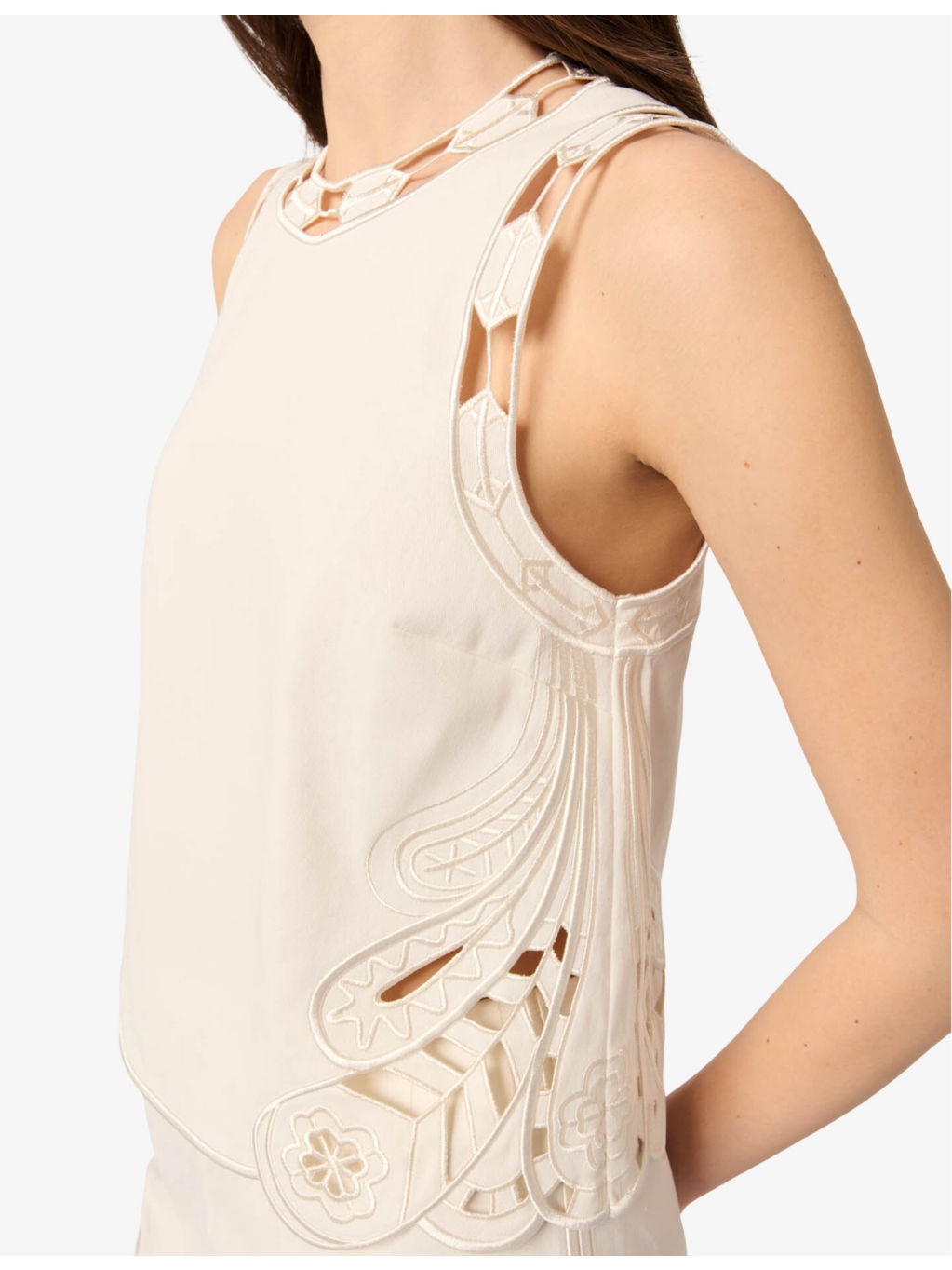 Cut-Out Round-Neck Stretch-Cotton Top - 5