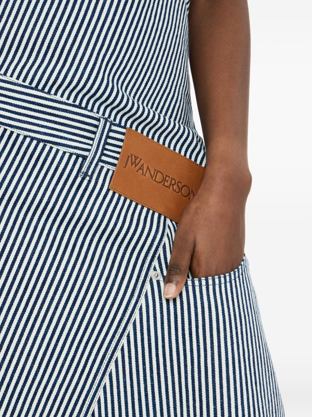 stripe-panel belted dress - 4
