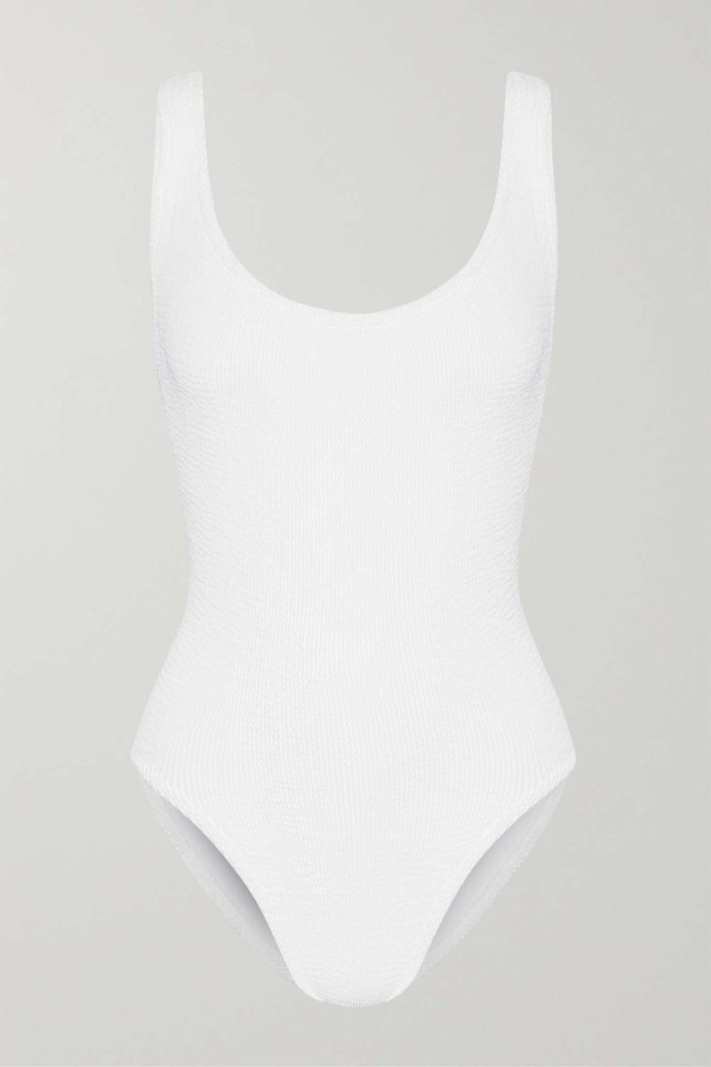 Square Neck seersucker swimsuit White - 1