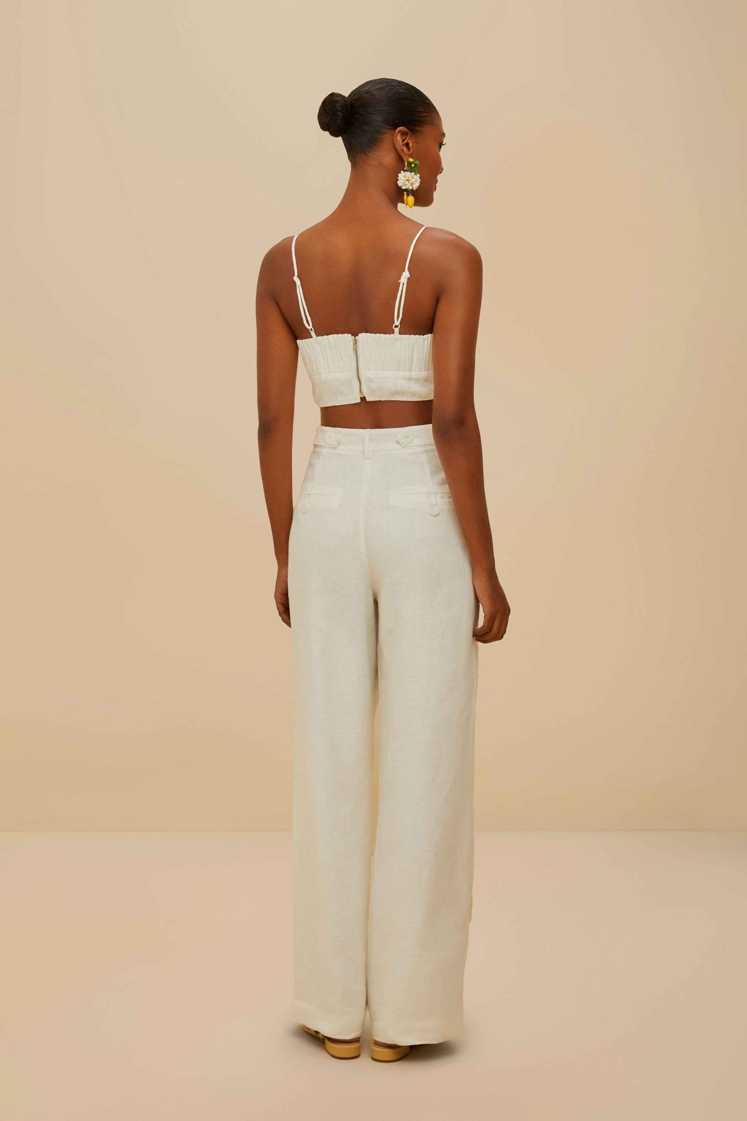 Off-White High Waisted Euroflax™ Premium Linen Pants - 4