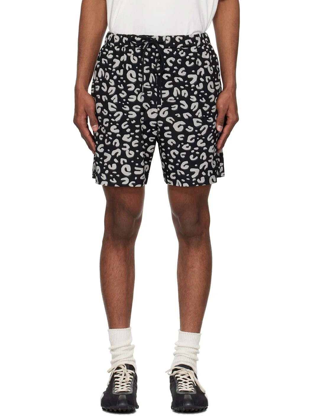 Black & Gray Leopard Shorts - 1