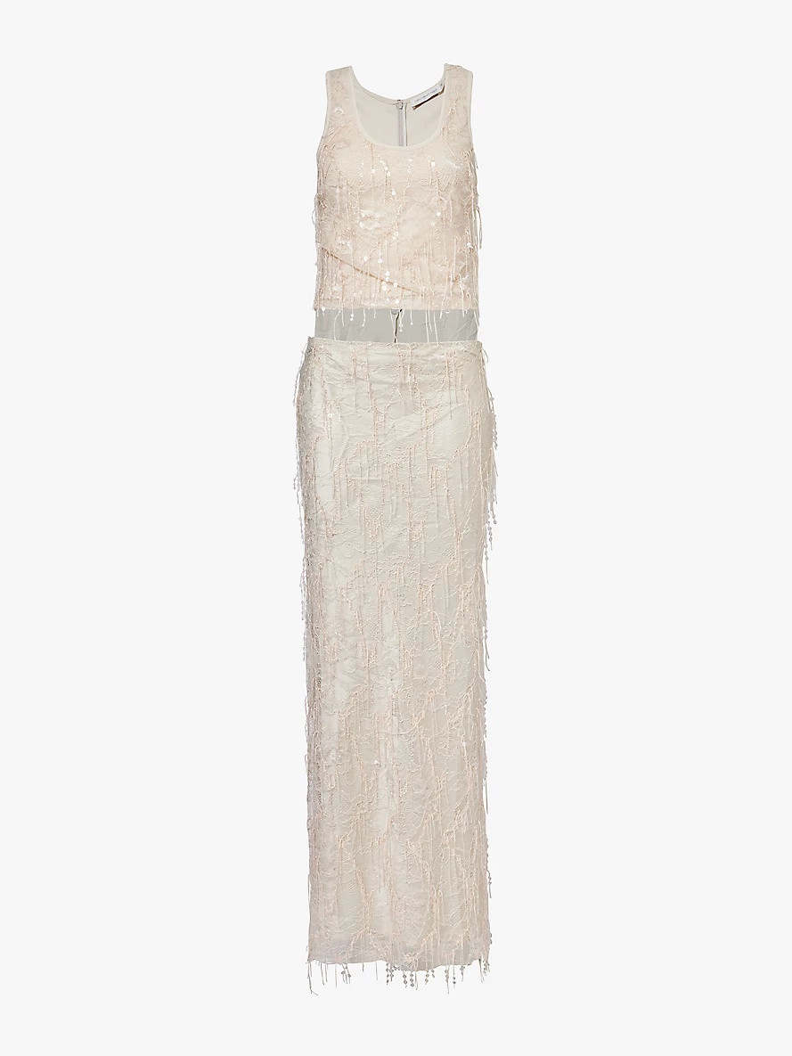 Ivy flower-embroidery mesh maxi dress - 1