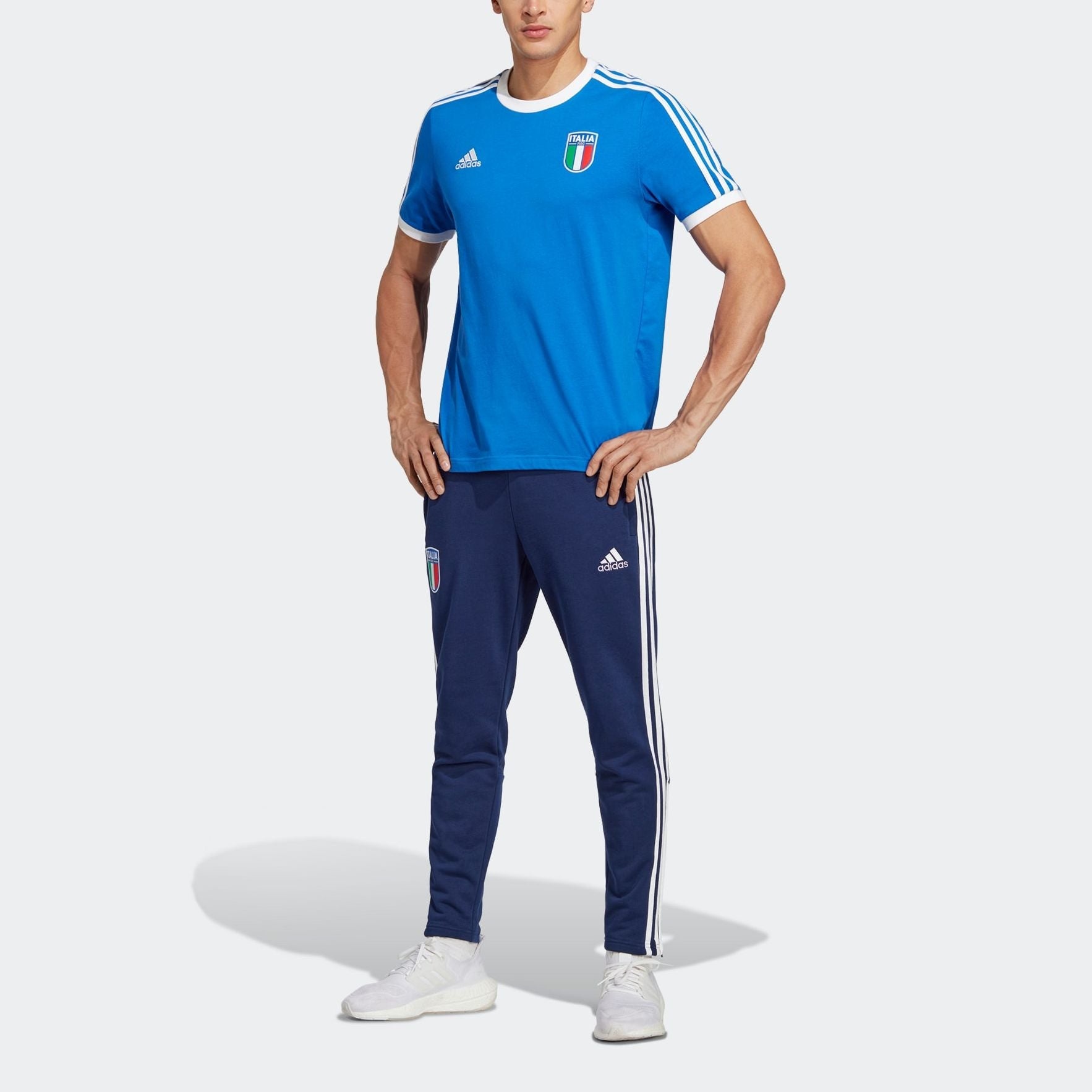 adidas Italy 3-Stripes Tee 'Blue' HT2185 - 2