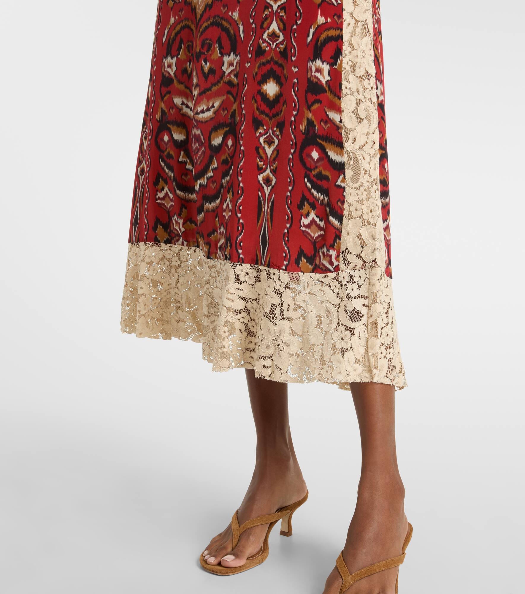 Ainika Pineapple Ikat lace-trimmed midi dress - 5