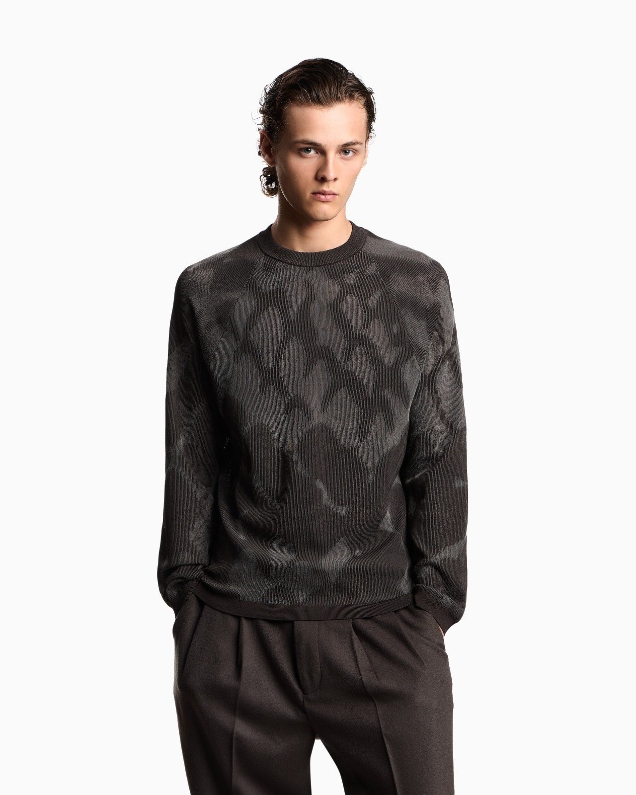 PLATED RIBBED VISCOSE-BLEND JUMPER WITH AN ALL-OVER DESIGN - 4