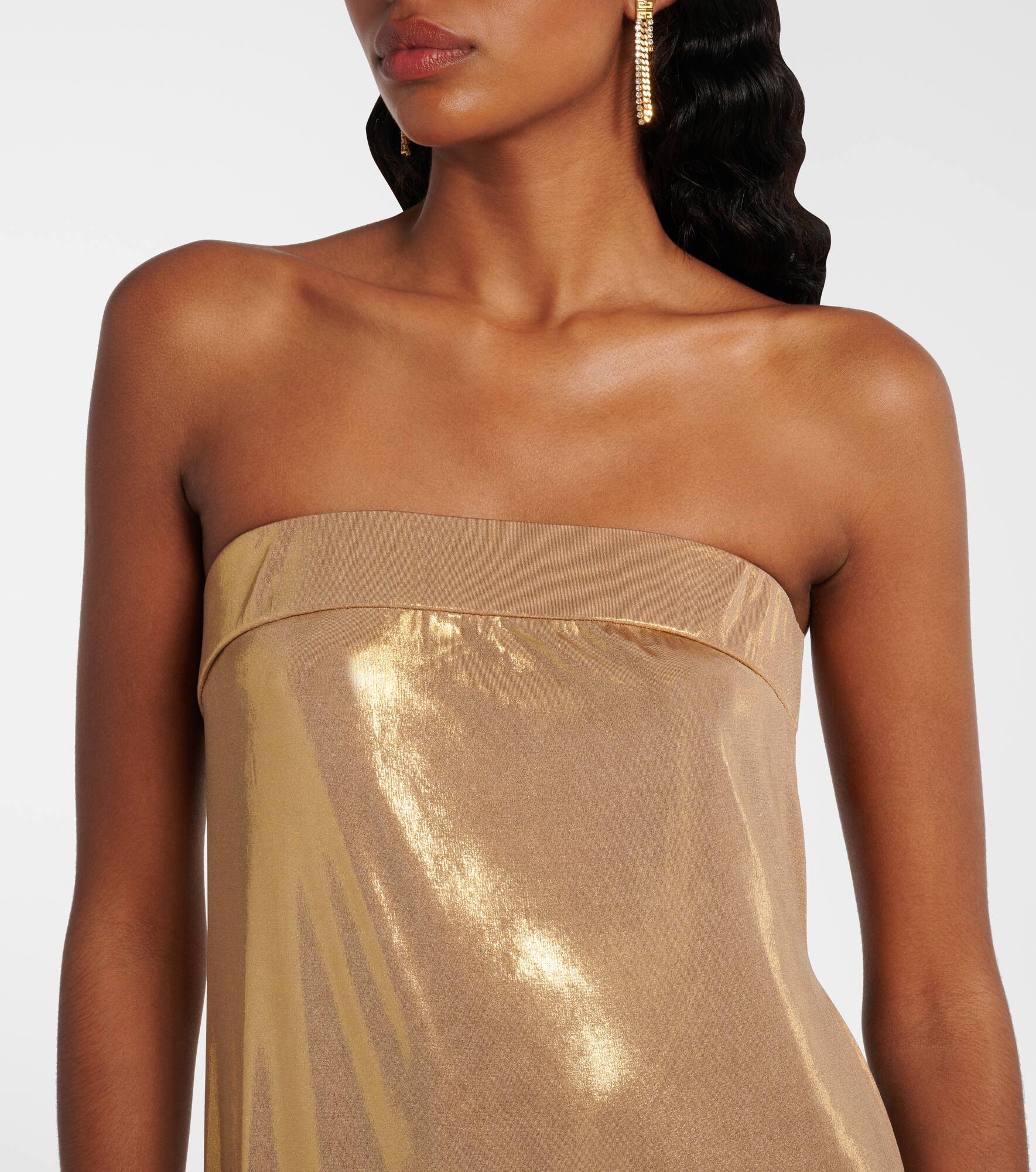 Strapless lamé gown - 4