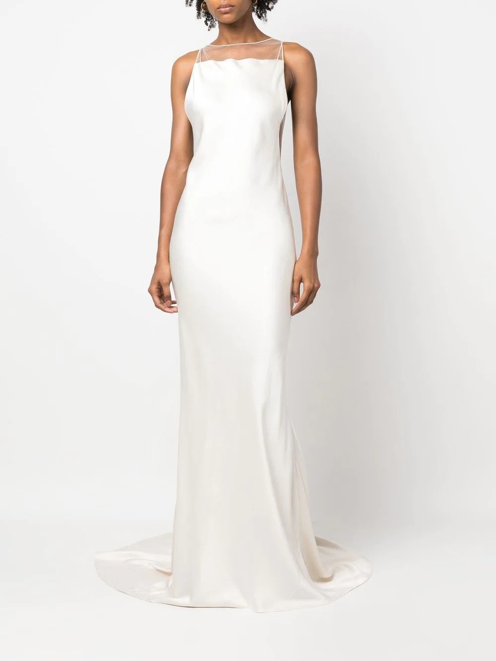 sheer-neck silk gown - 3