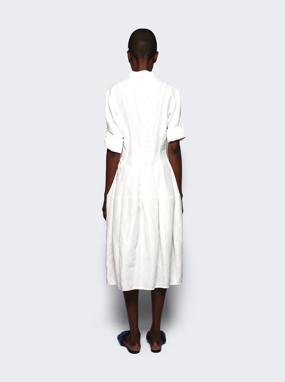 Fluid Linen Midi Dress Chalk White - 5