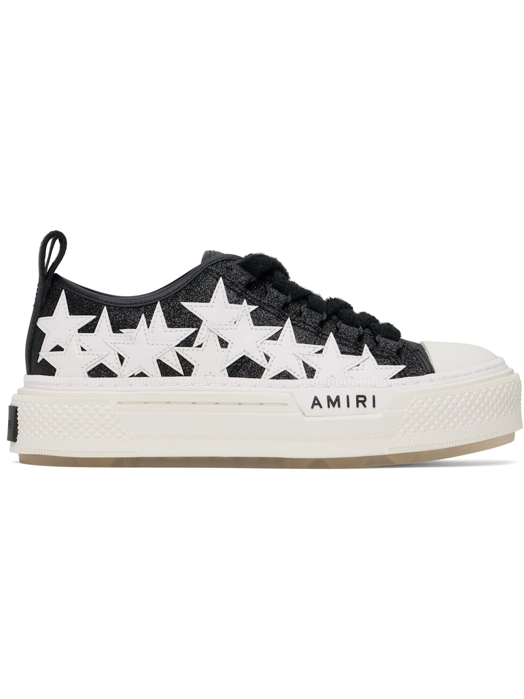 Black Glitter Stars Court Low Sneakers - 1