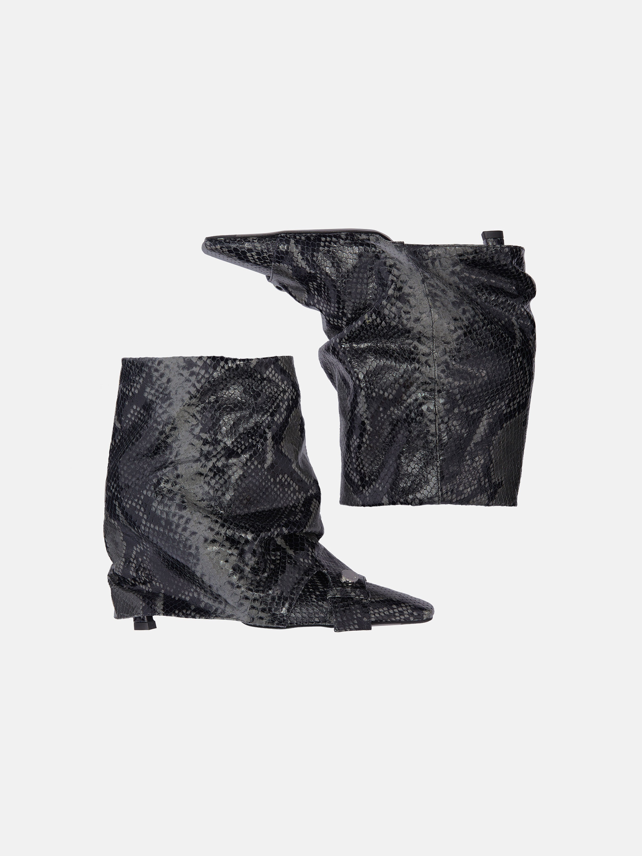 "JUNO" BLACK AND GREY ANKLE BOOT - 3