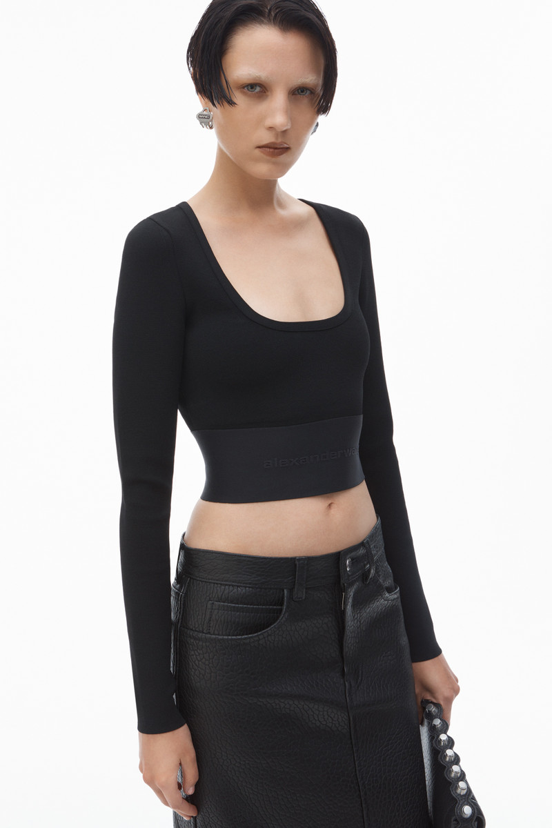 Long-Sleeve Cropped Top with Logo Elastic 3